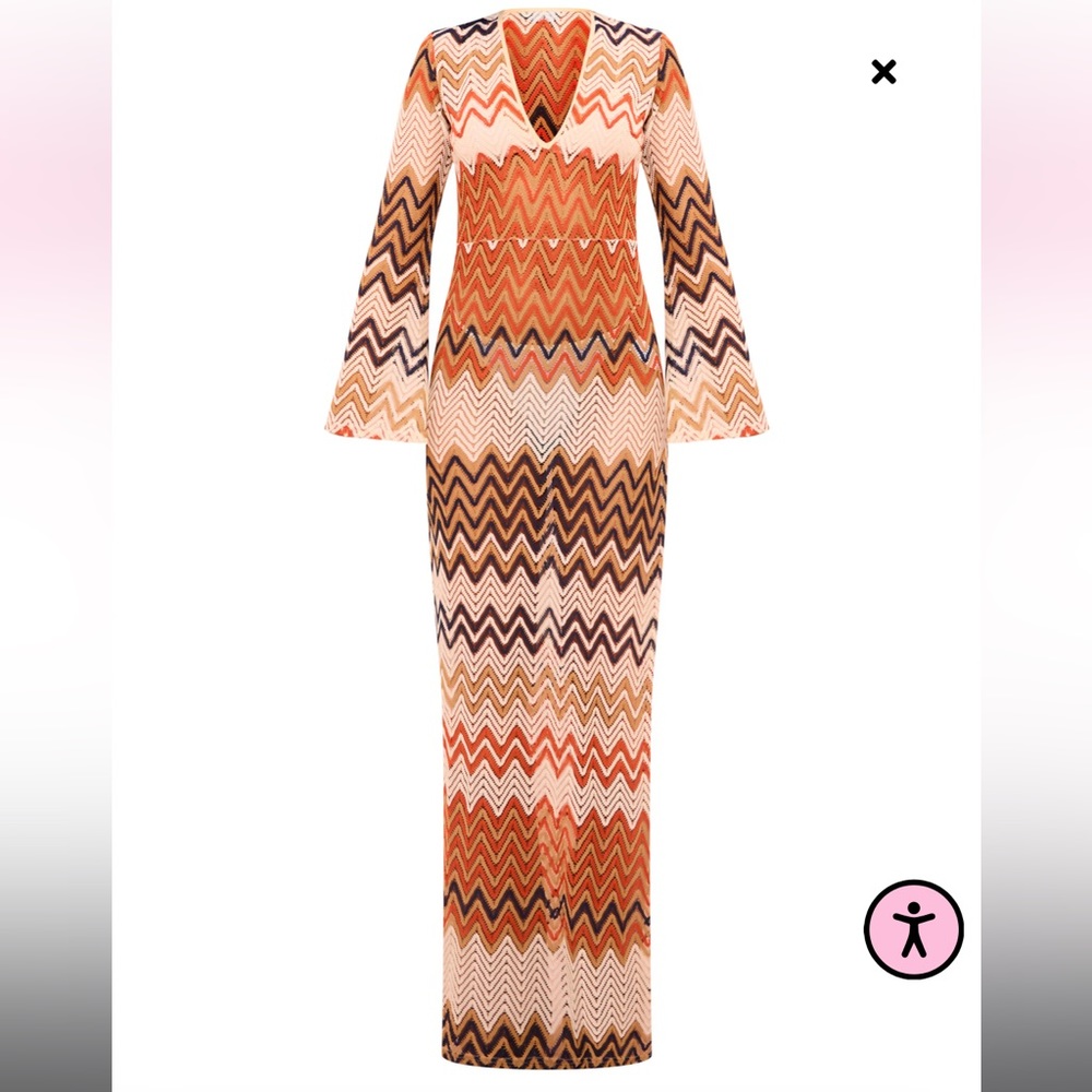 Pretty Little Thing Chevron Print Lace Maxi Dress-US/ 10.
